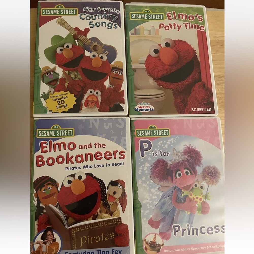 Sesame Street 4 DVD Lot Kids Country Songs Elmo’s Potty Time Bookaneers Princess